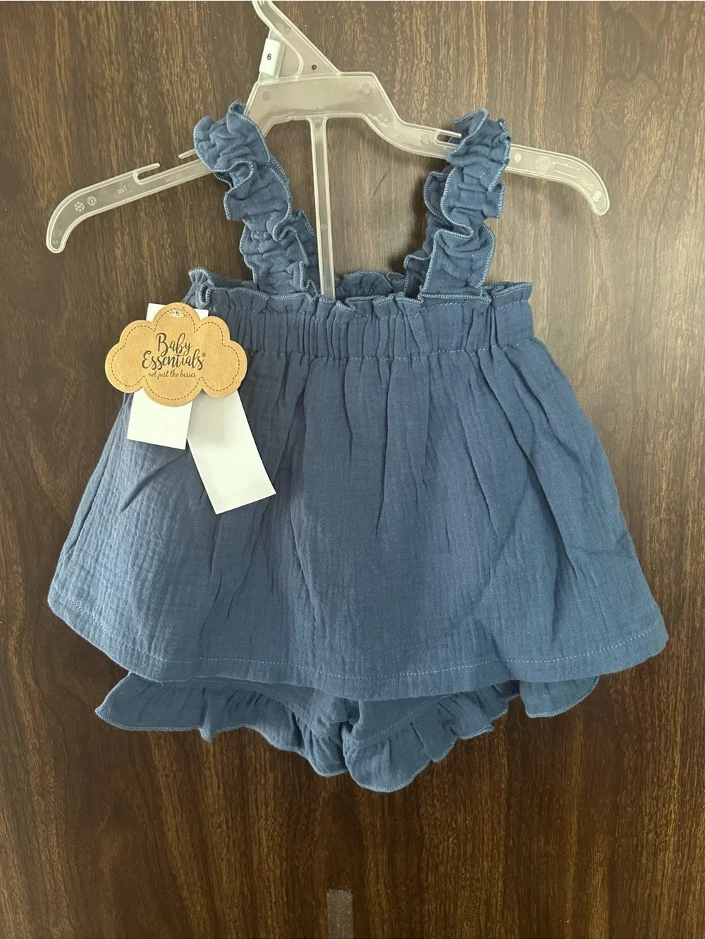 Baby Essentials Blue Gauzy Two Piece Outfit Flower Appliqués Summer Outfit 18 Mo